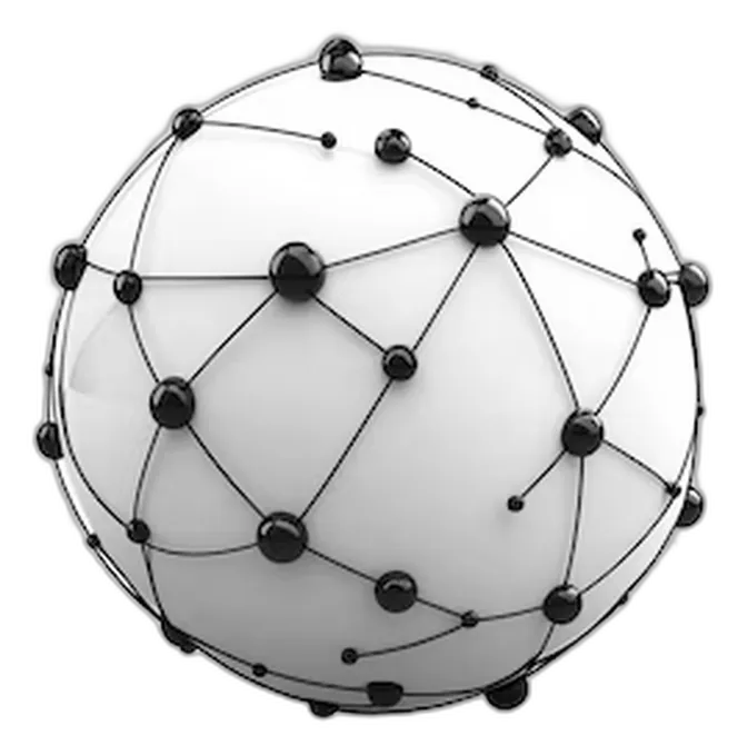 Network orbit sphere representing connected software systems
